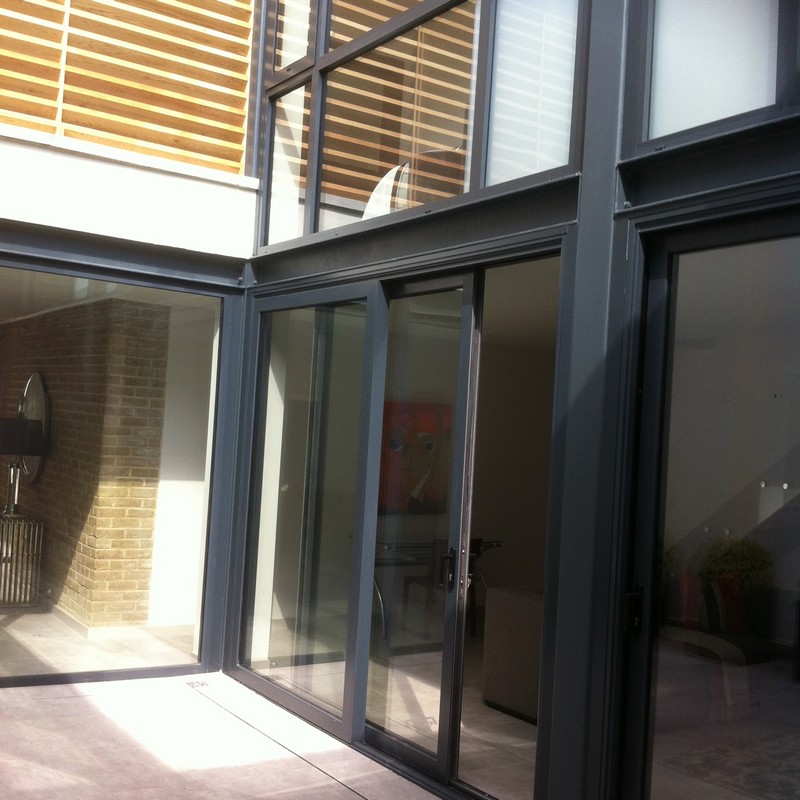 Anthracite aluminium sliding patio doors fitted in Crouch End
